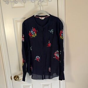 Boden floral embroidered Women's Top - Navy, 14R